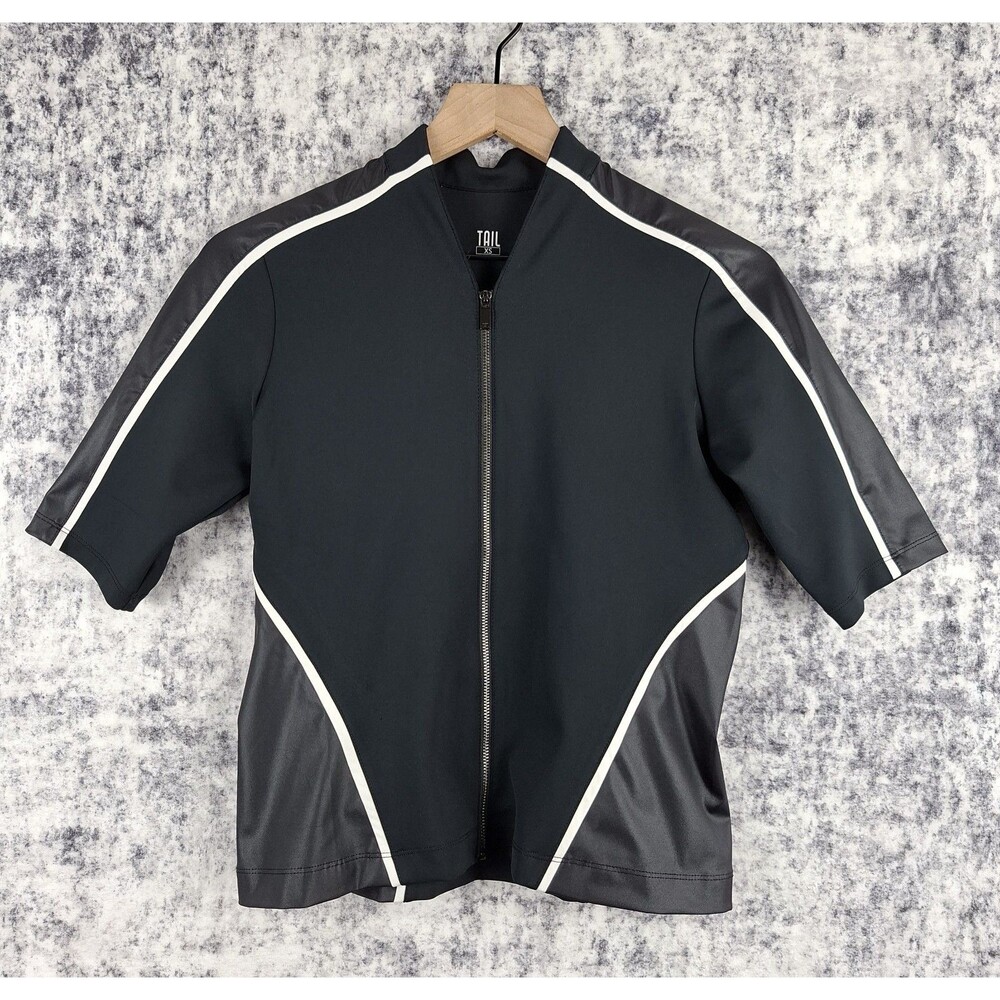 Tail Womens XS Pullover Full Zip Activewear Top Golf Shirt Short Sleeve Black